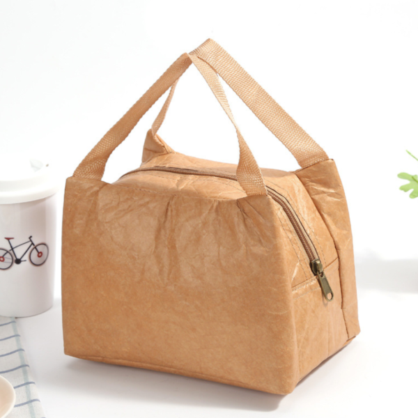 Dupont Tyvek Brown Kraft Color Insulated Paper Lunch Cooler Tote Bag Waterproof Paper Product - Image 2