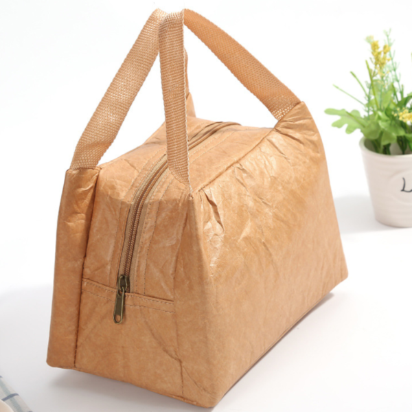 Dupont Tyvek Brown Kraft Color Insulated Paper Lunch Cooler Tote Bag Waterproof Paper Product - Image 4