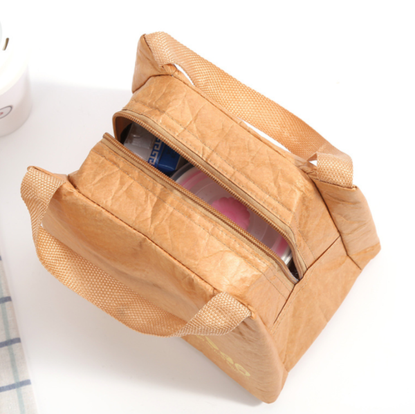 Dupont Tyvek Brown Kraft Color Insulated Paper Lunch Cooler Tote Bag Waterproof Paper Product - Image 5