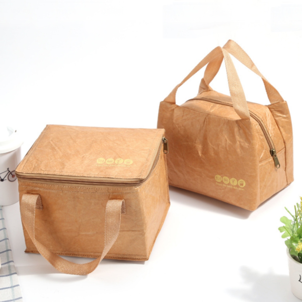Dupont Tyvek Brown Kraft Color Insulated Paper Lunch Cooler Tote Bag Waterproof Paper Product - Image 6