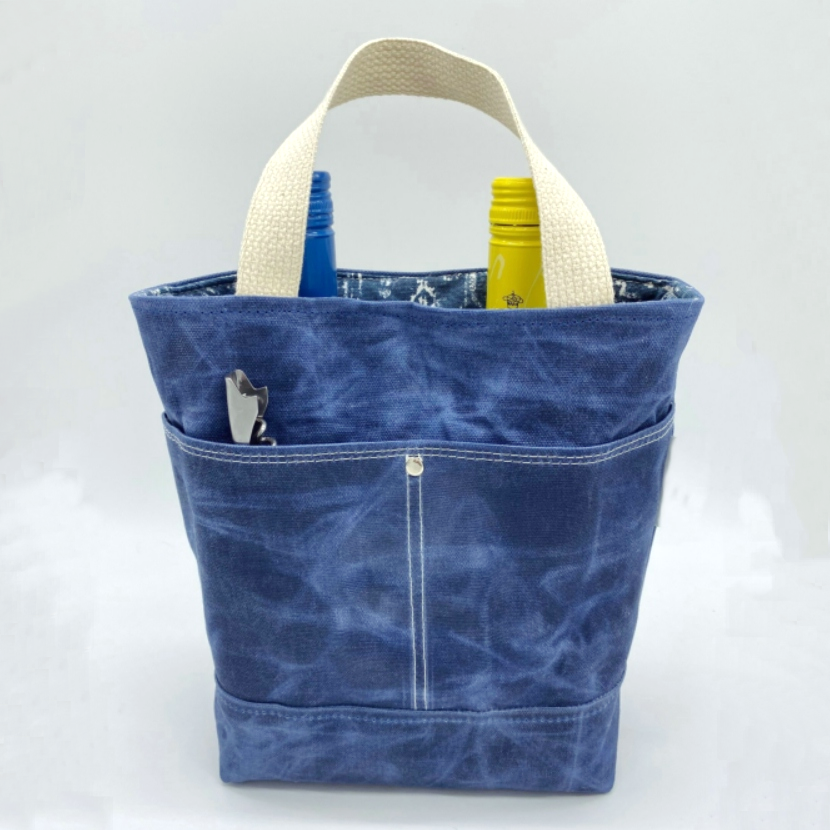 Multicolor Waxed Canvas Double Bottle Wine Cooler Bag One Size Insulated 2 BOTTLE WINE HOLDER