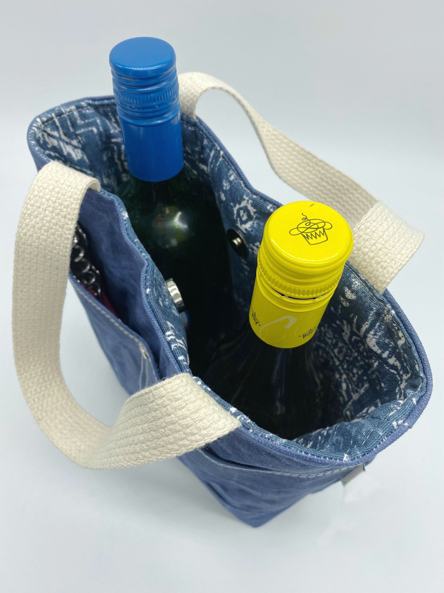Multicolor Waxed Canvas Double Bottle Wine Cooler Bag One Size Insulated 2 BOTTLE WINE HOLDER - Imagem 2