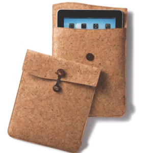 Vegan Cork Laptop Sleeve for Pad Mini Button Closure Cover for Macbook & Other Devices