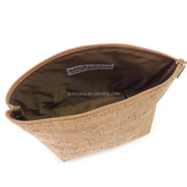 Gold Flecked Cork Makeup Bag Cosmetic Zip Pouch with Stylish Design - Image 4