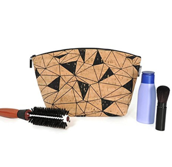 Gold Flecked Cork Makeup Bag Cosmetic Zip Pouch with Stylish Design - Image 5
