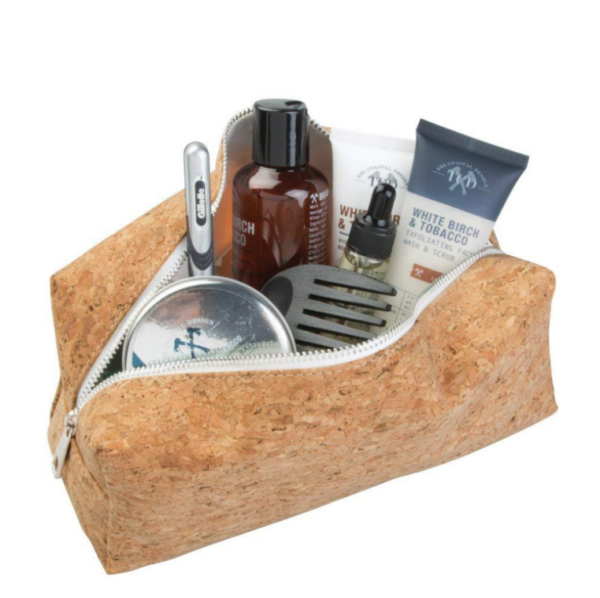Gold Flecked Cork Makeup Bag Cosmetic Zip Pouch with Stylish Design - Image 6