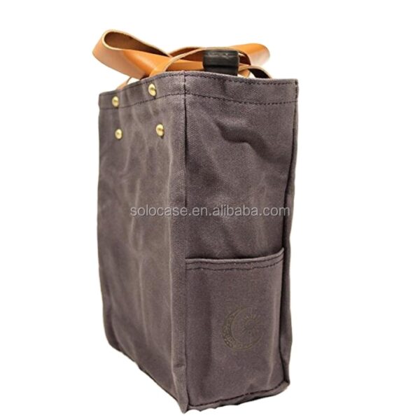 Personalized Waterproof Waxed Canvas Wine Tote Cooler Bag Customizable Wine Carrier - 画像 6
