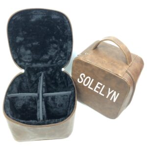 Adjustable Leather Train Case Makeup Cosmetic Organizer with Dividers Cosmetic Bags