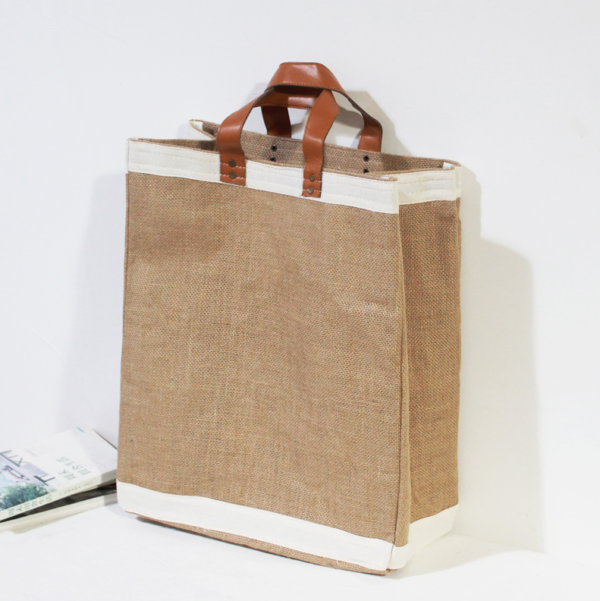 Sturdy Large Jute Tote Bag with Waterproof Lining Reinforced Shopping Bag - Image 2