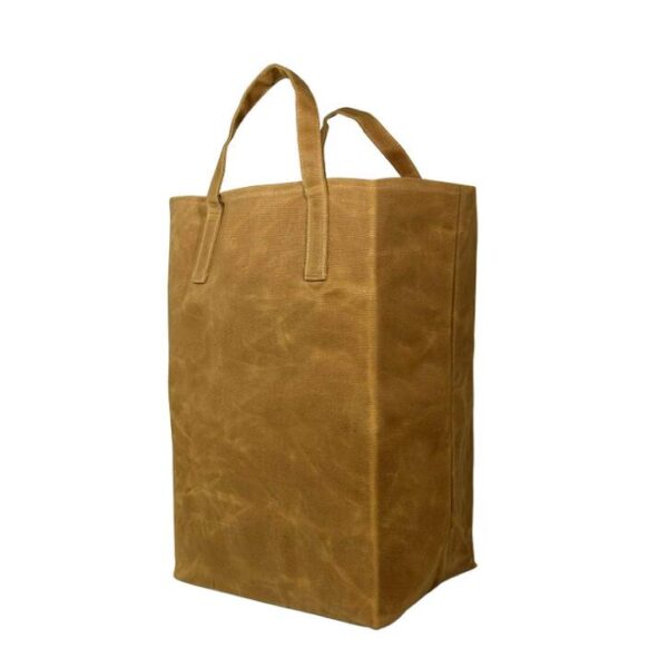 Natural Selvage Waxed Canvas Tote Bag with Leather Straps Shoulder Handbag - Image 5