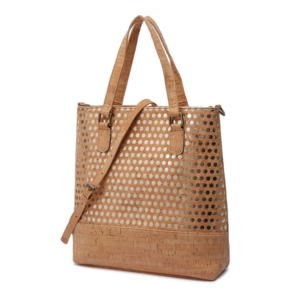 Women's Gold Textured Cork Tote Bag with Geometrical Laser Cut Premium Women's Tote Bag