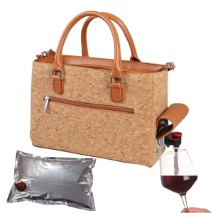 Vegan Cork Cooler Bag with Wine Bladder Compartment Tote Bag with Unique Feature