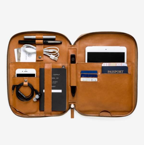 Leather Travel Accessories Organizer for Phone Tablet Cards with Laptop Bag & Cover Features - 영상 2