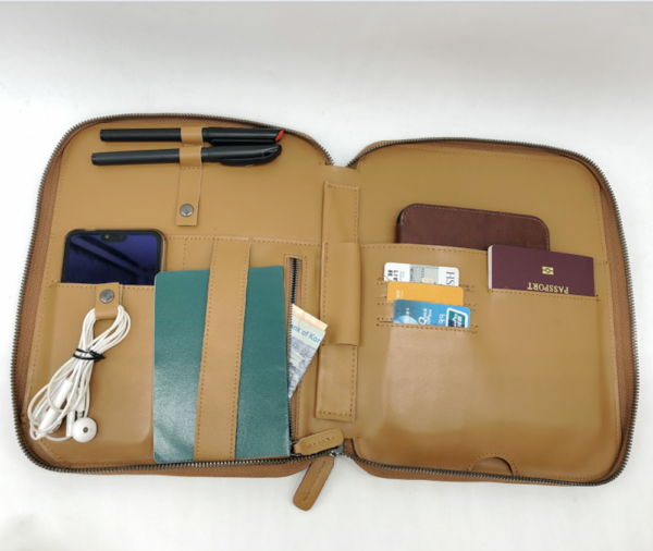 Leather Travel Accessories Organizer for Phone Tablet Cards with Laptop Bag & Cover Features - 영상 3