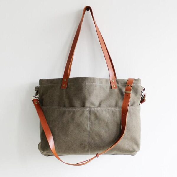 Waterproof Waxed Canvas Handbag Stylish Carry All Shopping Tote Bag