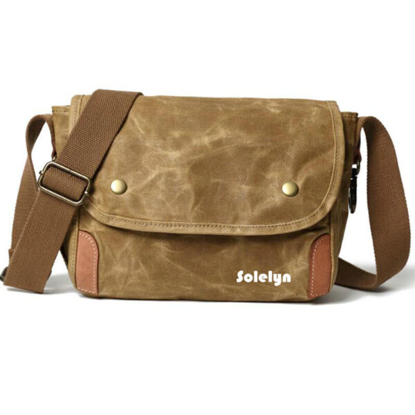 Women's Waxed Canvas Messenger Bag with Leather Trim Cross Body Design