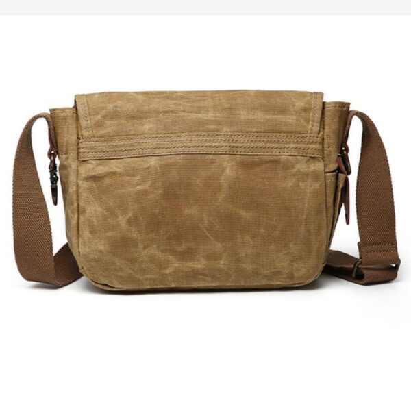 Women's Waxed Canvas Messenger Bag with Leather Trim Cross Body Design - 画像 2