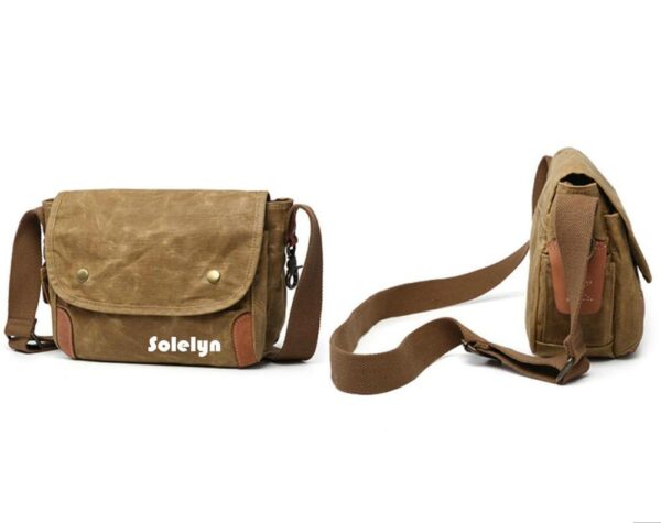 Women's Waxed Canvas Messenger Bag with Leather Trim Cross Body Design - 画像 4