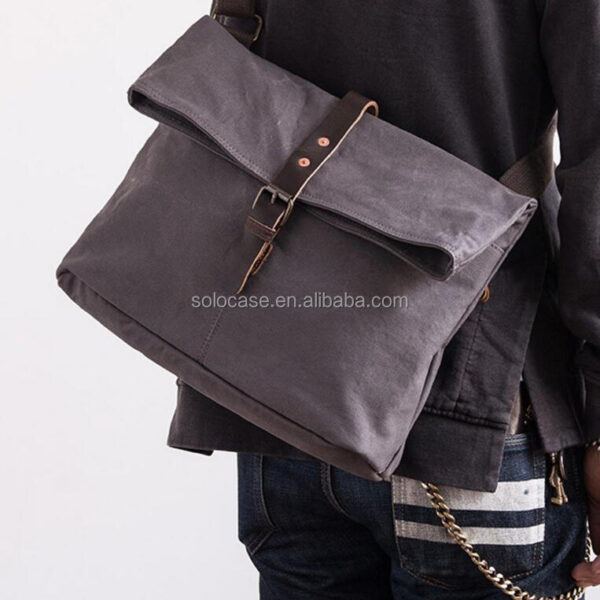 Women's Fashion Waxed Canvas Messenger Laptop Bag - Image 4