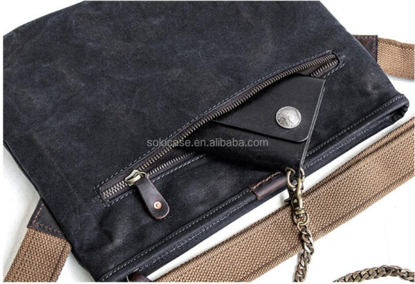 Women's Fashion Waxed Canvas Messenger Laptop Bag - Image 5