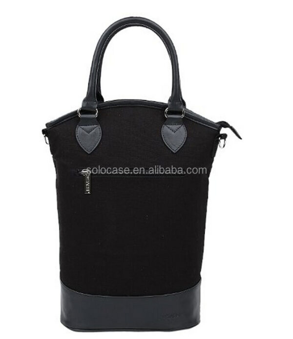 Insulated 2-Bottle Wine Carrier Charcoal Handbag Gift Tote Bag Cooler Bags - 画像 2