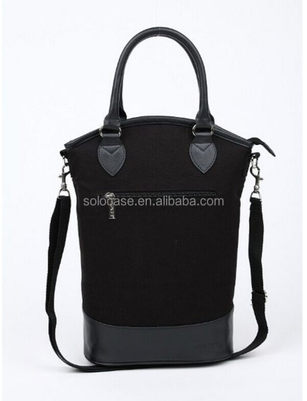 Insulated 2-Bottle Wine Carrier Charcoal Handbag Gift Tote Bag Cooler Bags - 画像 3