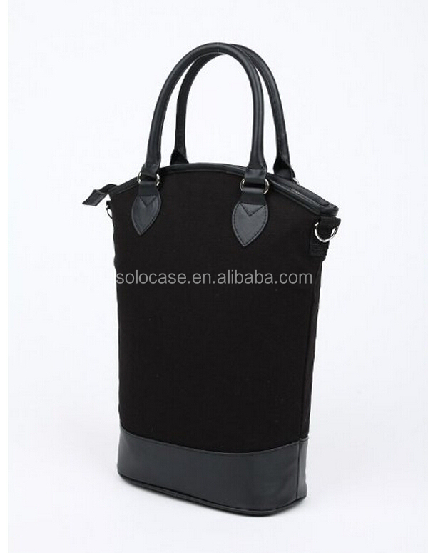 Insulated 2-Bottle Wine Carrier Charcoal Handbag Gift Tote Bag Cooler Bags - 画像 5