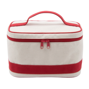 Heavy Duty Soft Train Cosmetic Case Vegan Leather Trim Cotton Canvas-New Luxury Travel Storage Bag