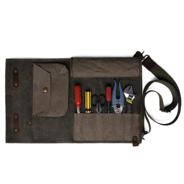 Durable Waxed Canvas Tool Roll Bag Water Resistant Tool Storage Solution - Image 5