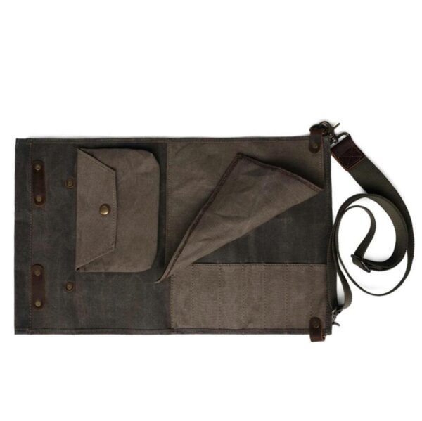 Durable Waxed Canvas Tool Roll Bag Water Resistant Tool Storage Solution - Image 6
