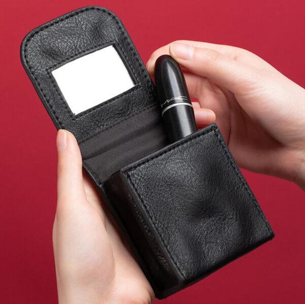 Portable Cosmetic Bag with Lipstick Stock Case Holder and Mirror Convenient Storage Solution - Bild 4