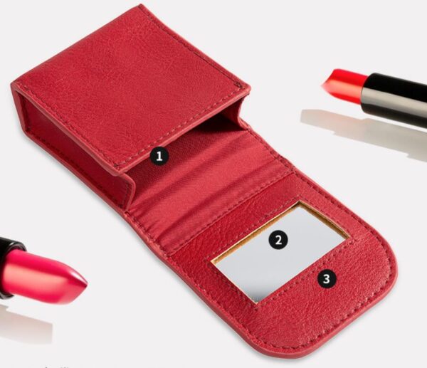 Portable Cosmetic Bag with Lipstick Stock Case Holder and Mirror Convenient Storage Solution - Bild 6