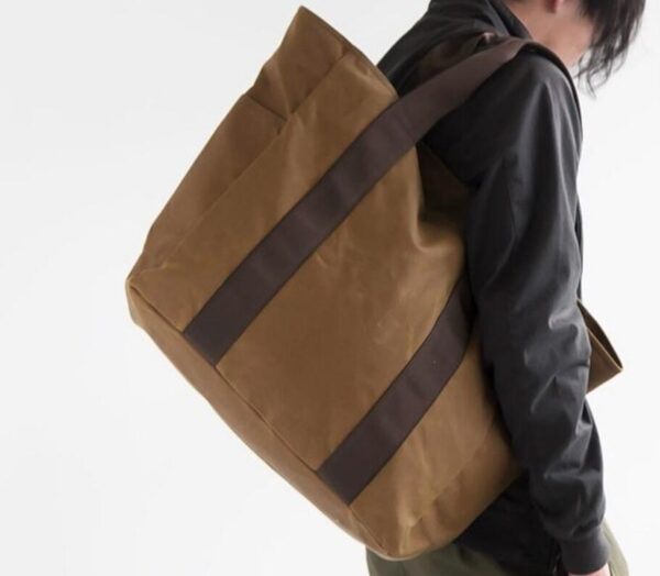 Waterproof Waxed Canvas Shoulder Tote Handbag with Dual Side Pockets - Image 6