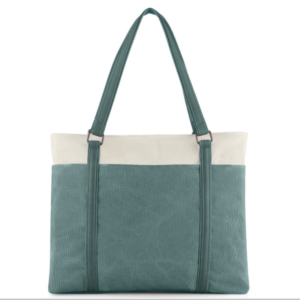 Women's Leather Tote Bag with Hat Straps for Carrying Beach Towel or Hat