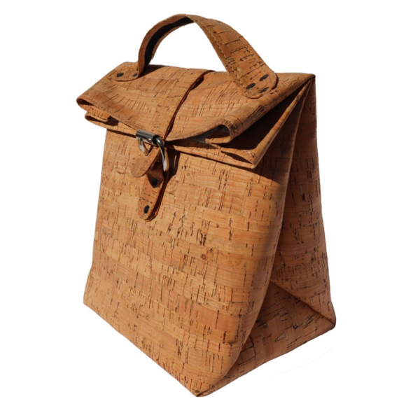 Eco-Friendly Vegan Leather Insulated Fold Top Cork Cooler Bag Vegan Leather Lunch Bag - 画像 2