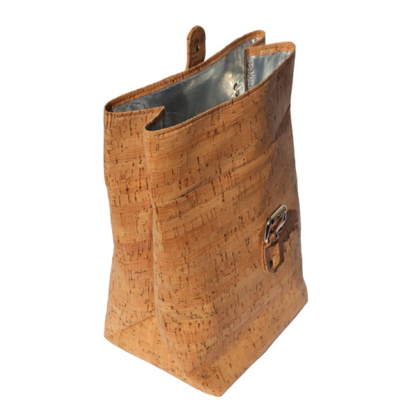 Eco-Friendly Vegan Leather Insulated Fold Top Cork Cooler Bag Vegan Leather Lunch Bag - 画像 3