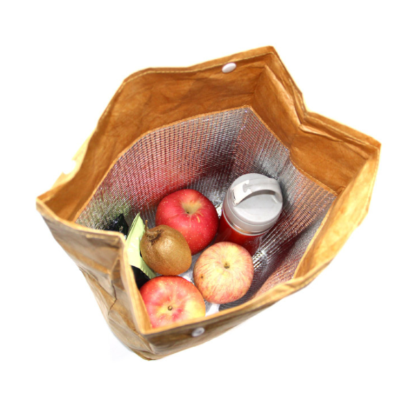 Eco-Friendly Vegan Leather Insulated Fold Top Cork Cooler Bag Vegan Leather Lunch Bag - 画像 5