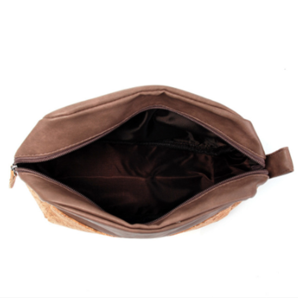 Eco-Friendly Cork and Vegetable Leather Cosmetic Bag with Zipper Case Bound - صورة 3