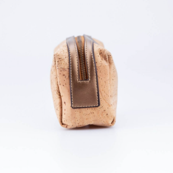 Eco-Friendly Cork and Vegetable Leather Cosmetic Bag with Zipper Case Bound - صورة 4