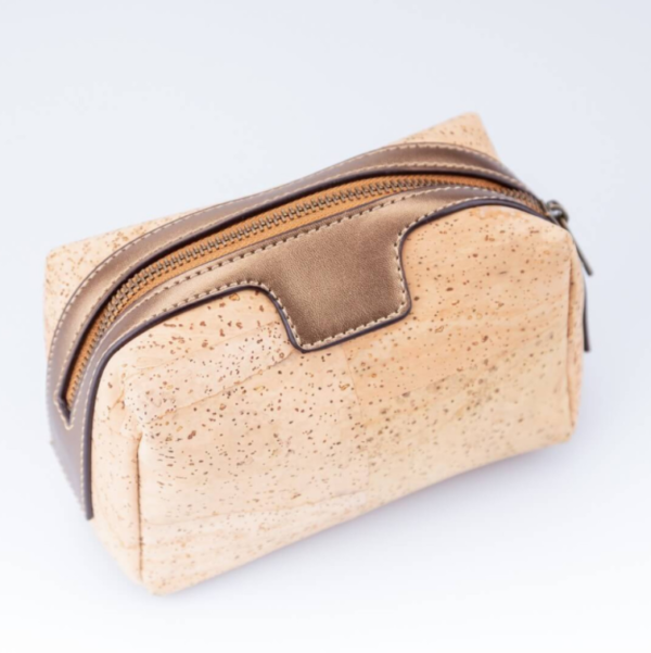 Eco-Friendly Cork and Vegetable Leather Cosmetic Bag with Zipper Case Bound - صورة 5