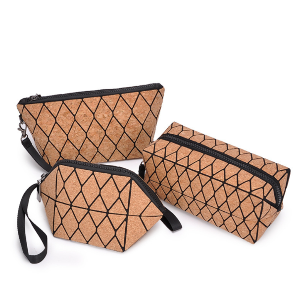 Vegan Cork Fabric Geometric Hand Clutch Evening Bag Water Resistant