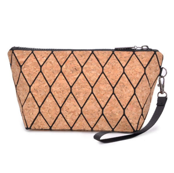 Vegan Cork Fabric Geometric Hand Clutch Evening Bag Water Resistant - 画像 2