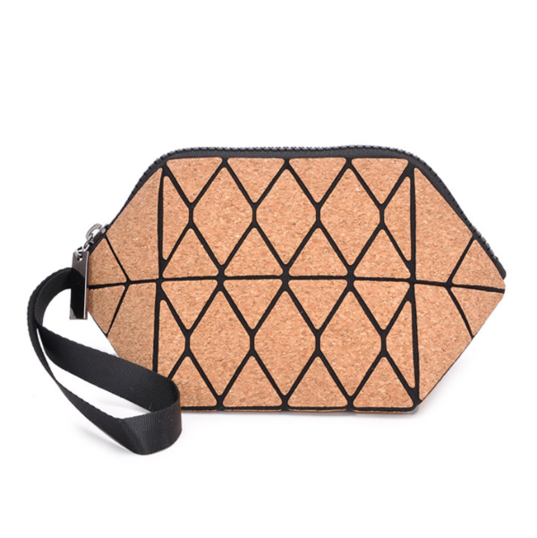 Vegan Cork Fabric Geometric Hand Clutch Evening Bag Water Resistant - 画像 3