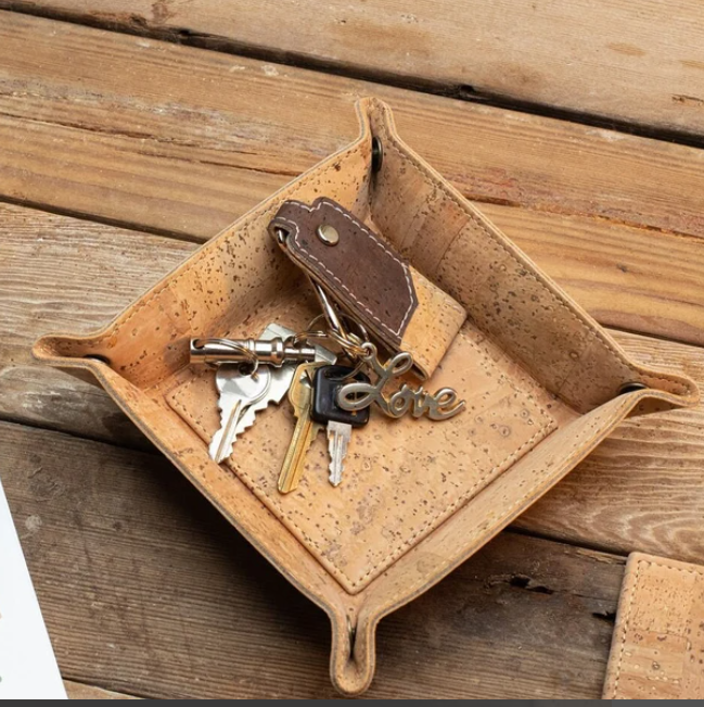 Eco-friendly Natural Cork Leather Carry-All Tray Special Purpose Bags & Cases for Storage of Keys and Coins - صورة 2