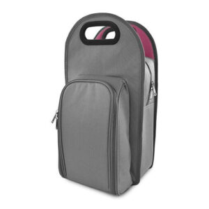 Travel Padded Wine Cooler Bag with Die Cut Handle 2 Bottles Capacity