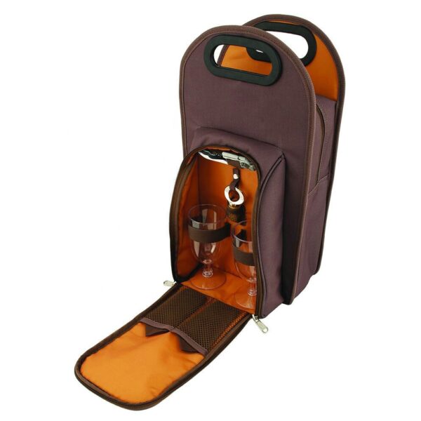 Travel Padded Wine Cooler Bag with Die Cut Handle 2 Bottles Capacity - 画像 2