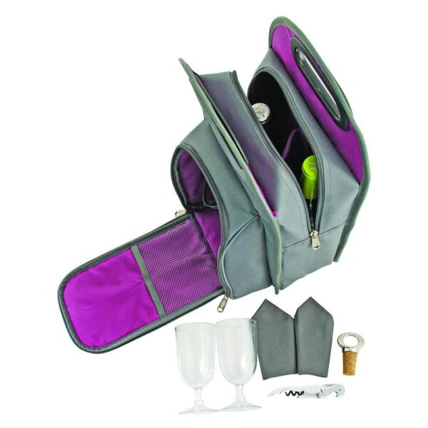 Travel Padded Wine Cooler Bag with Die Cut Handle 2 Bottles Capacity - 画像 5