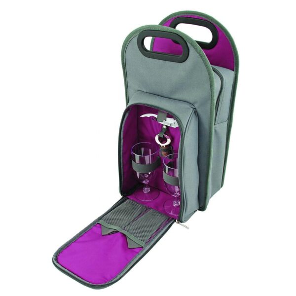 Travel Padded Wine Cooler Bag with Die Cut Handle 2 Bottles Capacity - 画像 6