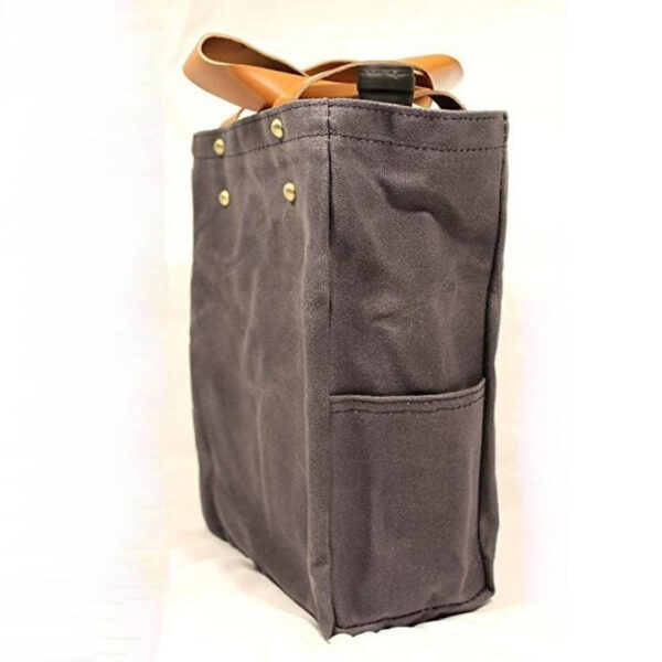Double Bottle Wine Tote with Waxed Canvas and Genuine Leather Handles Cooler Bags - 画像 5