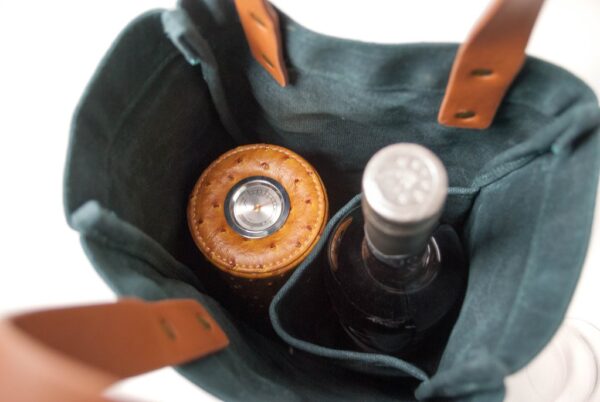 Durable Vintage Look Waxed Canvas Wine Cooler Bags Waterproof Gift Totes - Bild 6
